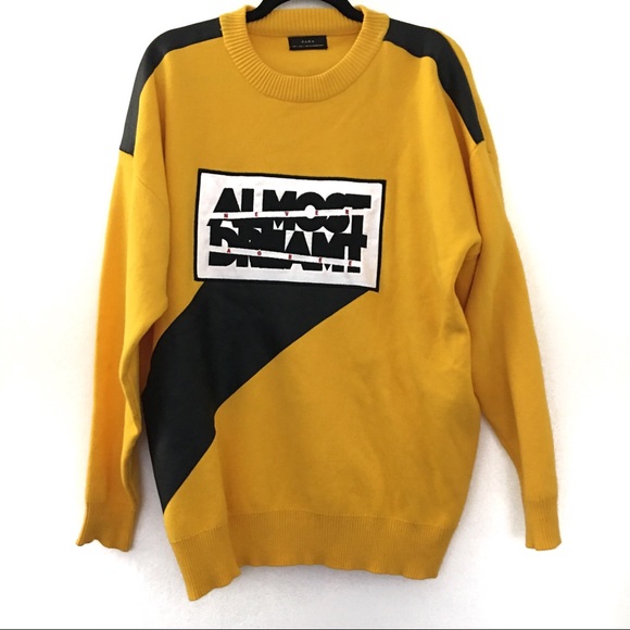 Zara Graphic Crewneck Sweater Faux 